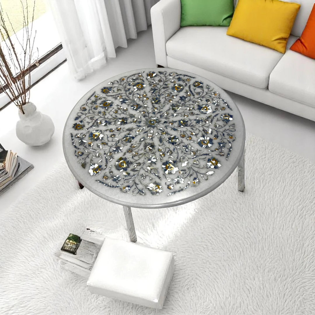 Floral Mother of Pearl Inlay Round Table
